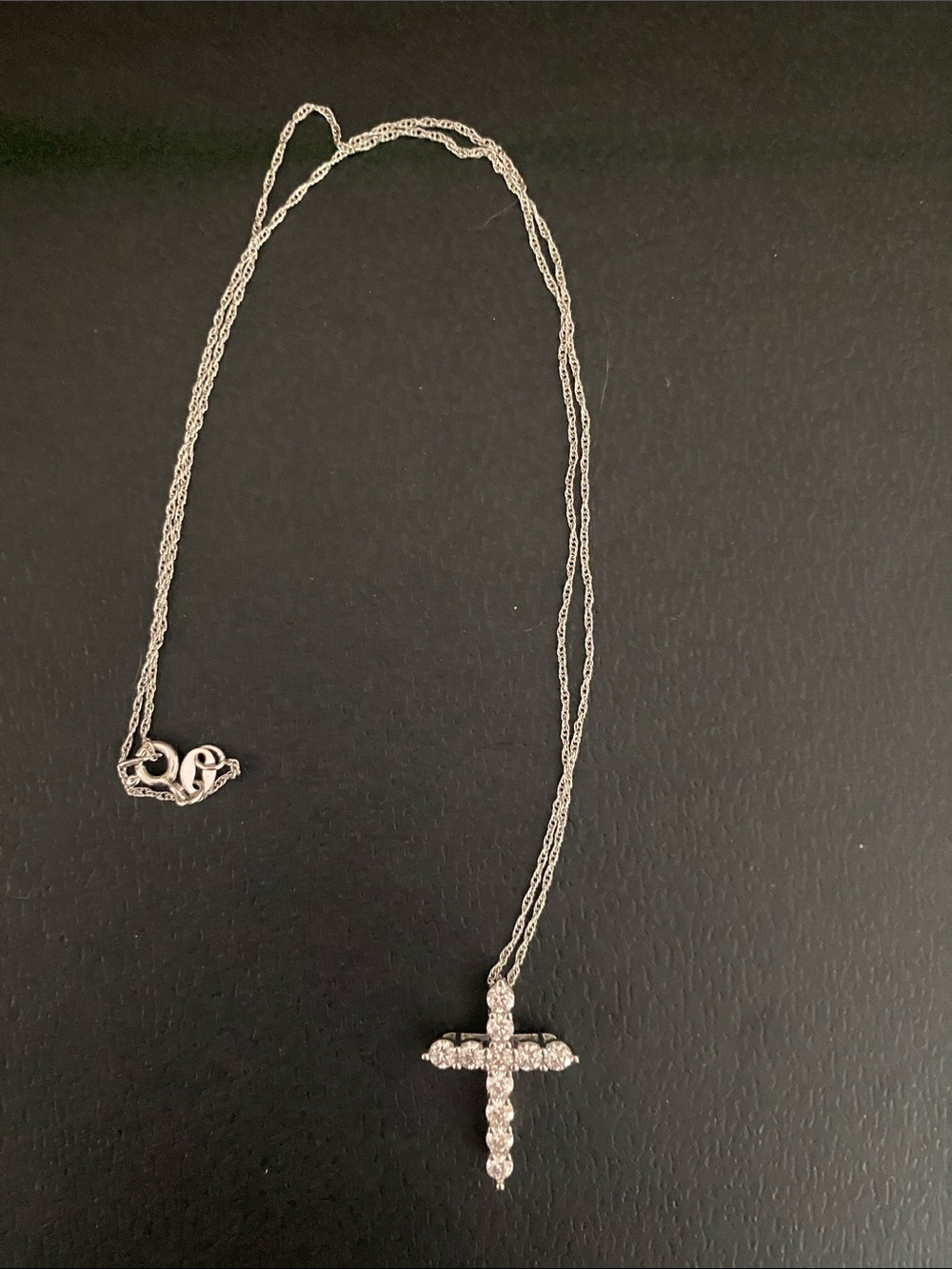 Sterling Silver Moissanite Cross Pendant Necklace  - Silver